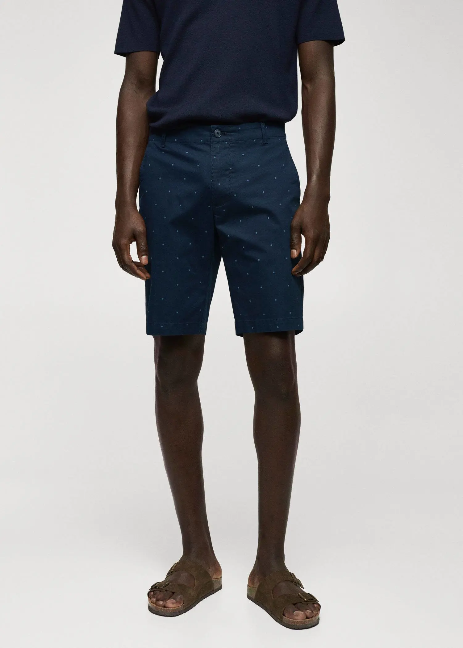 Mango Slim-fit cotton micro-print bermuda shorts. 2
