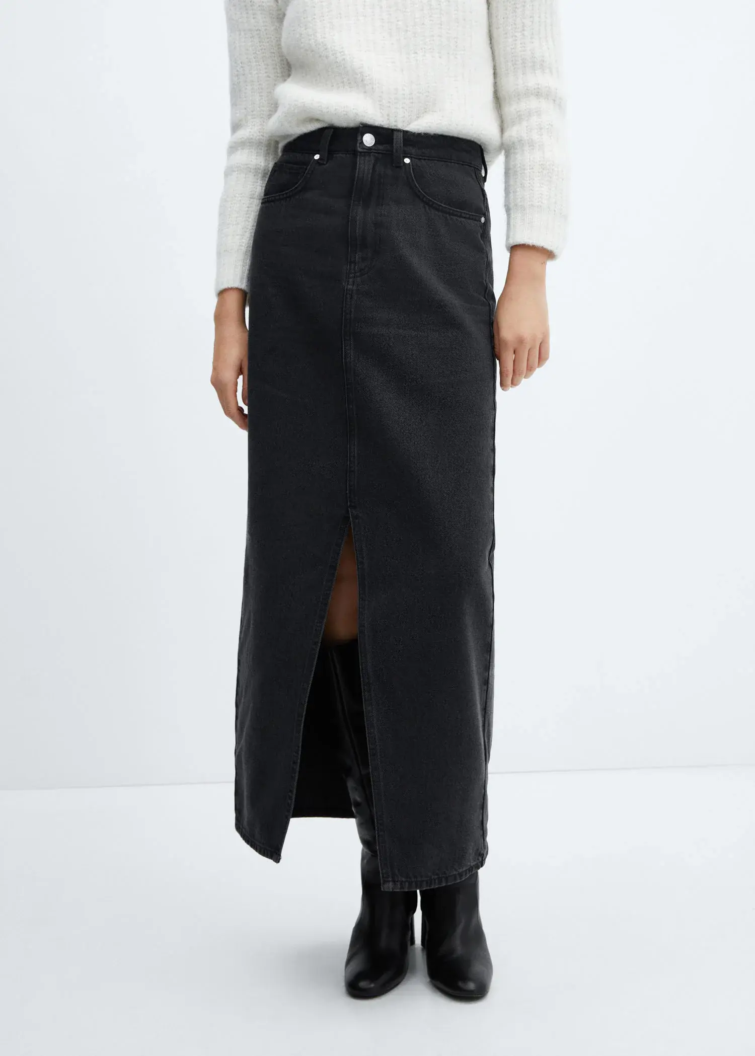 Mango Slit denim skirt. 2