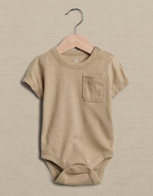 Essential SUPIMA® Short-Sleeve Bodysuit for Baby beige