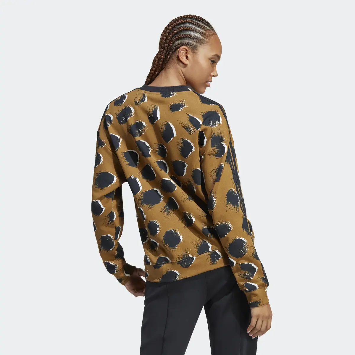 Adidas Essentials 3-Stripes Animal Print Sweatshirt. 3