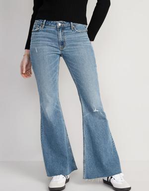 Mid-Rise Cut-Off Super-Flare Jeans for Women blue