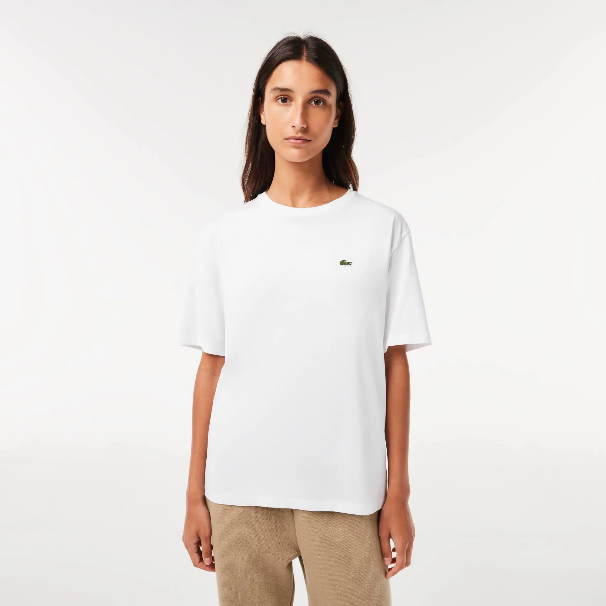 Lacoste Women’s Crew Neck Premium Cotton T-shirt. 1