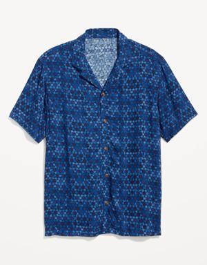 Matching Print Camp Shirt for Men blue