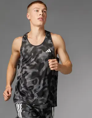 Adidas Own the Run 3-Stripes Allover Print Singlet