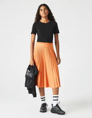 Lacoste Falda plisada fluida con cintura elástica para mujer