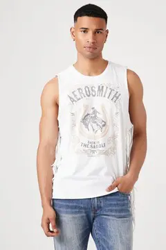 Forever 21 Forever 21 Aerosmith Graphic Fringe Muscle Tee White/Multi. 2