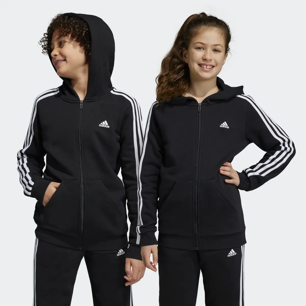 Adidas Essentials 3-Stripes Fleece Full-Zip Hoodie. 1
