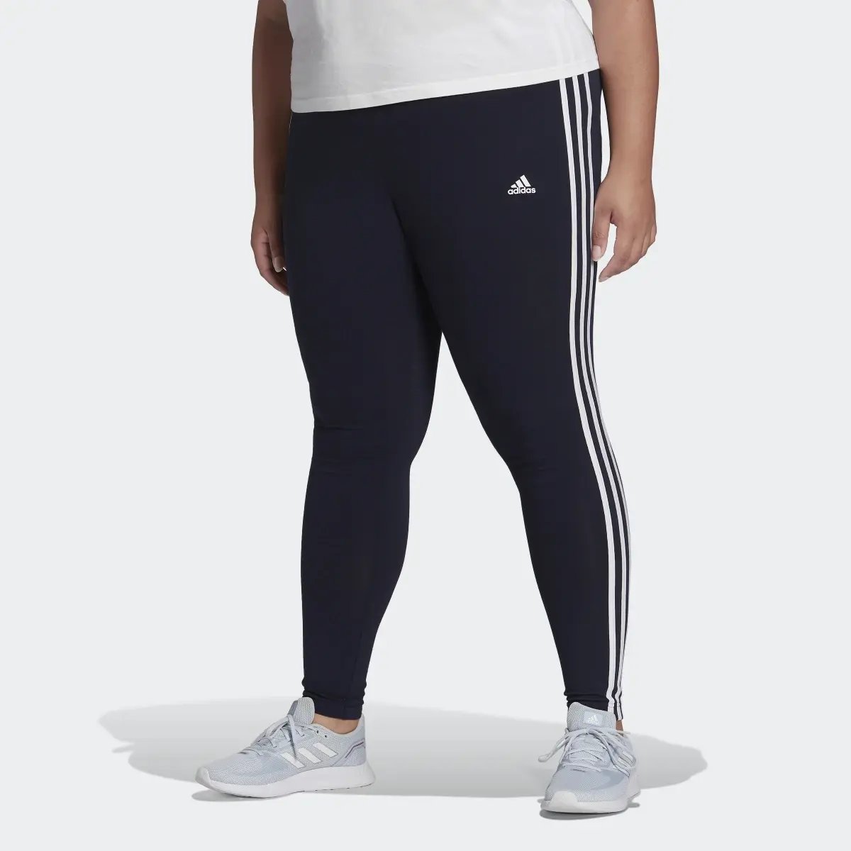 Adidas Essentials 3-Stripes Leggings (Plus Size). 1