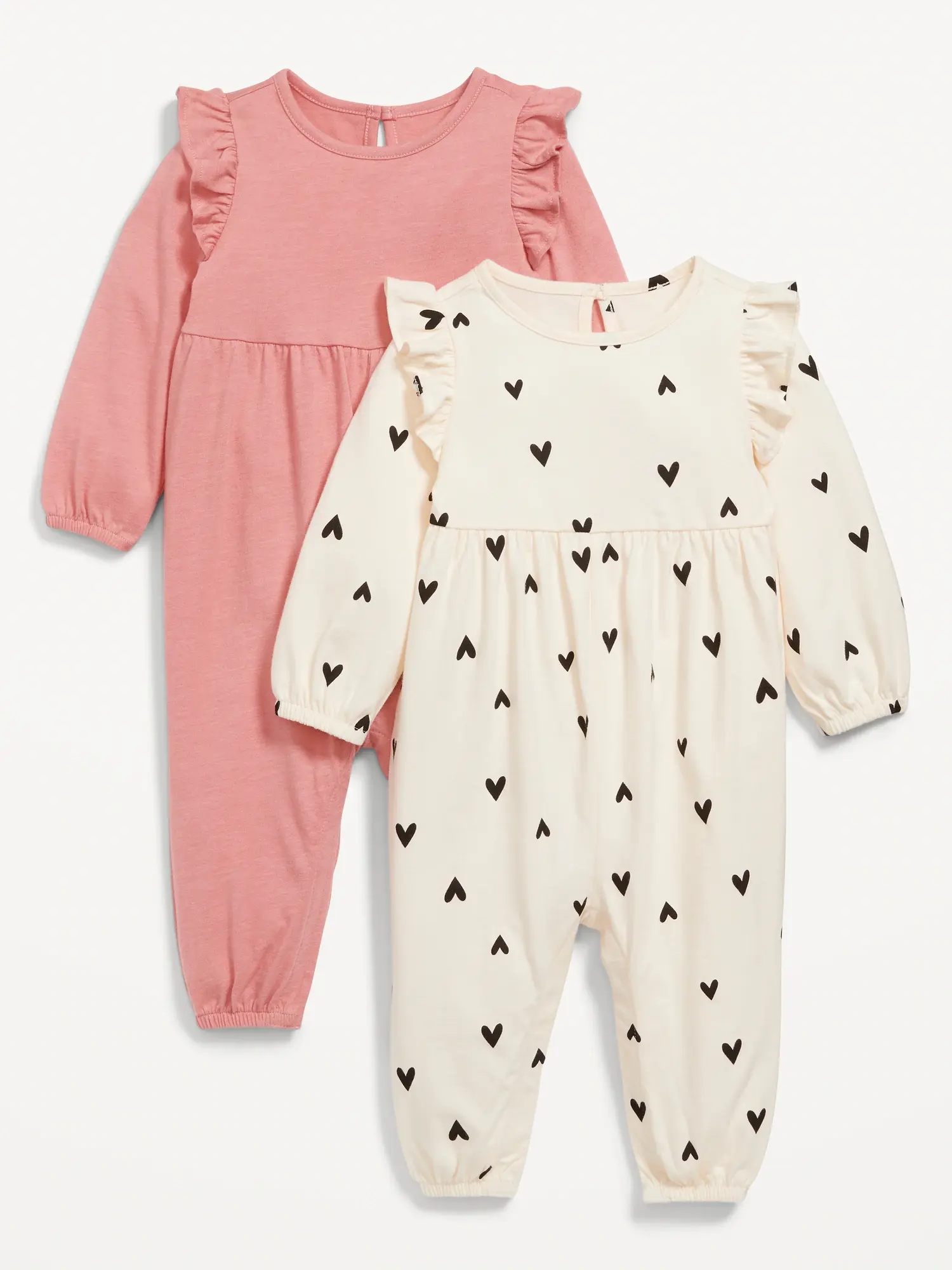 Old Navy 2-Pack Long-Sleeve Ruffle-Trim Jumpsuit for Baby multi. 1