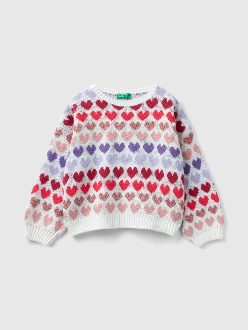 Benetton warm sweater with lurex hearts. 1