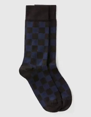 dark gray and black checkered socks
