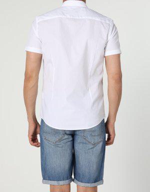 Slim Fit Shirt Neck Erkek Kısa Kol Gömlek