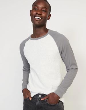 Old Navy Thermal-Knit Color-Blocked Raglan-Sleeve T-Shirt for Men gray
