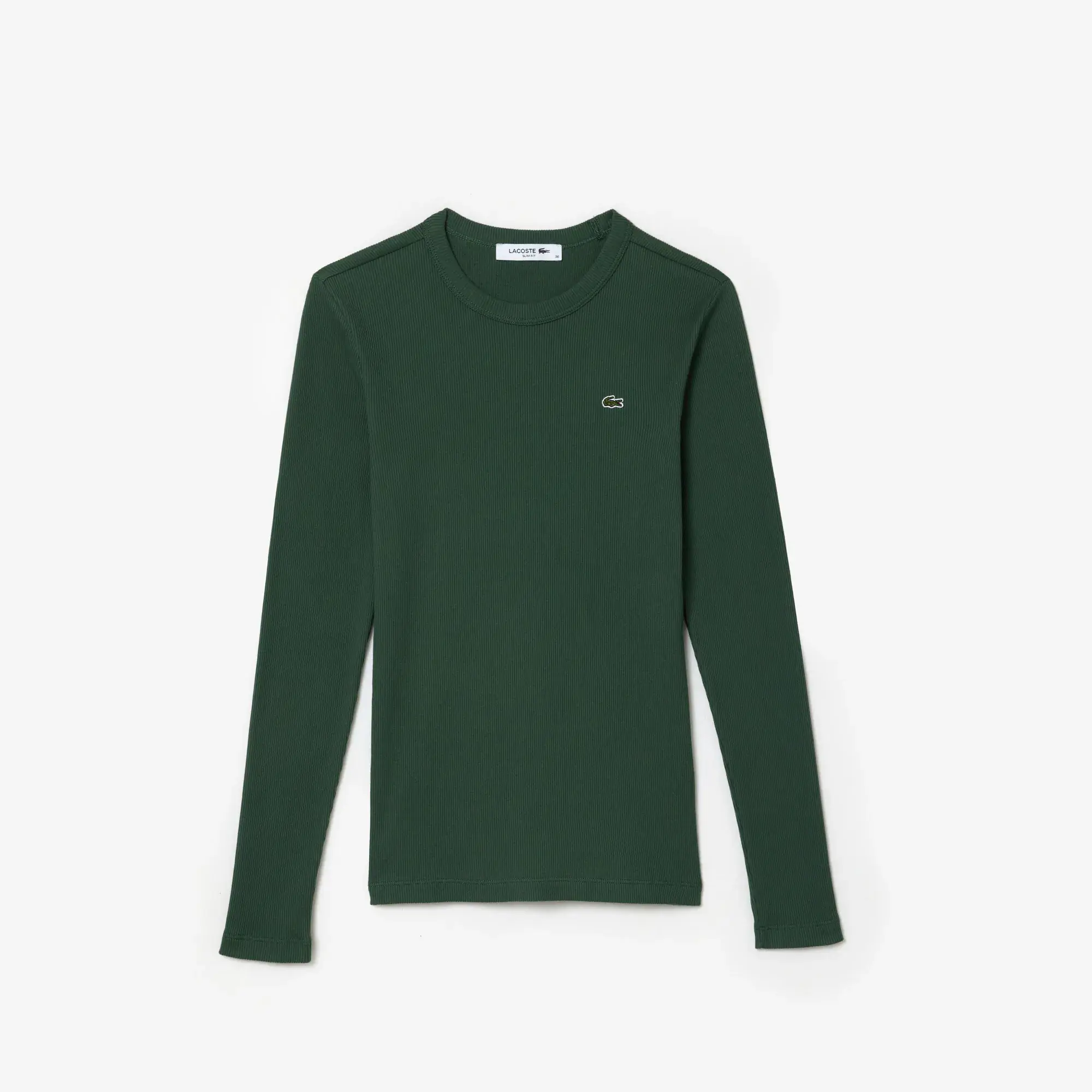 Lacoste Women's Long Sleeve Ribbed Cotton T-Shirt. 2