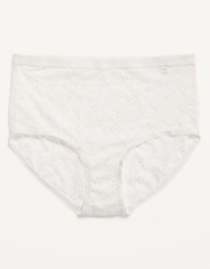 High-Waisted Lace Bikini Underwear white