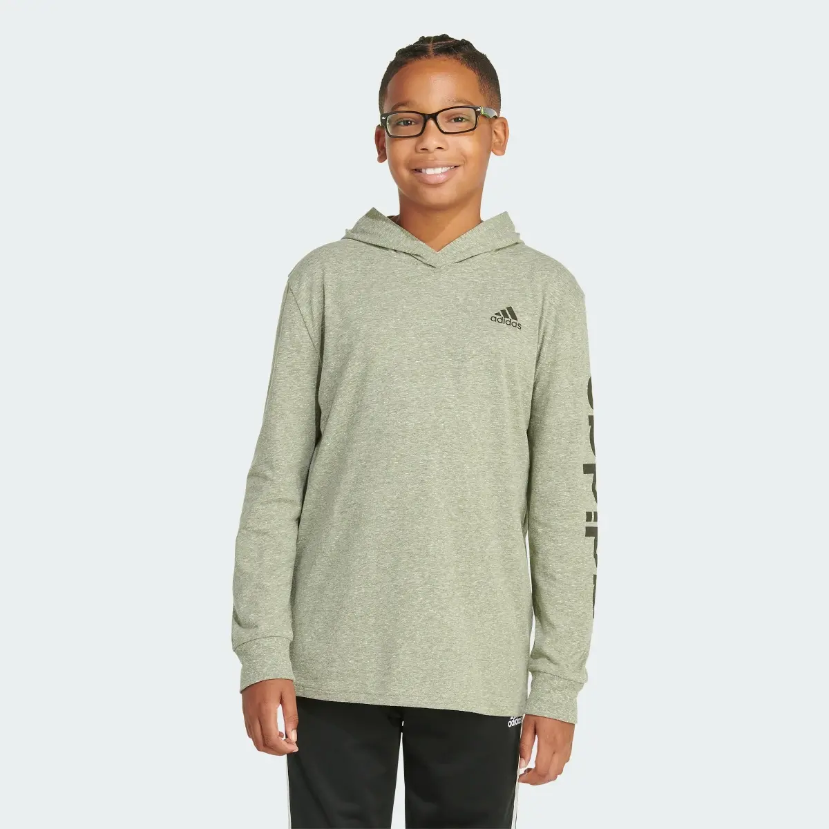 Adidas Long Sleeve Snow Heather Hooded Tee (Extended Size). 1