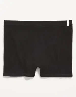 Seamless Mid-Rise Rib-Knit Boyshort Underwear for Women black
