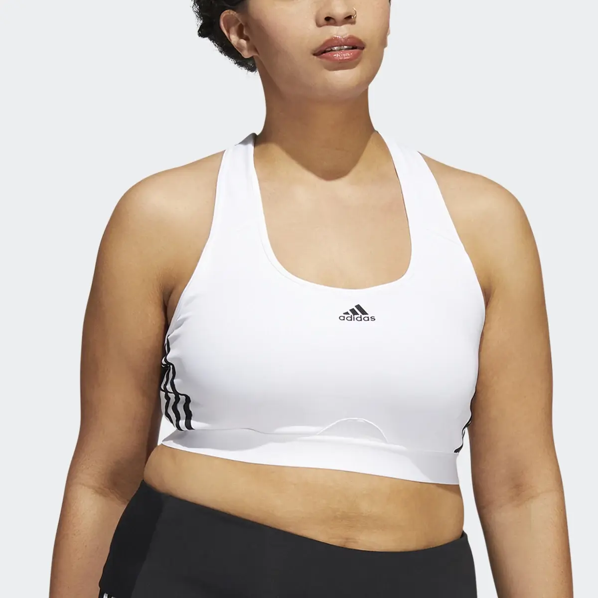 Adidas Powerreact Training Medium-Support 3-Stripes Bra (Plus Size). 1