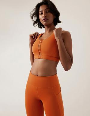 Athleta Ultimate Zip Front Bra D&#45DD orange