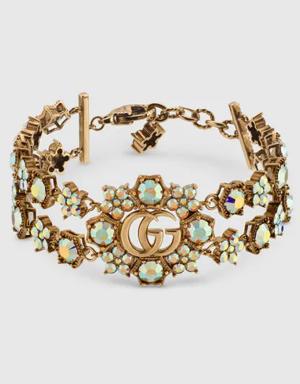 Double G crystal flowers bracelet