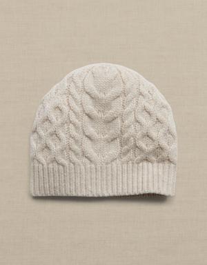 Merino-Cashmere Cable Beanie for Baby beige