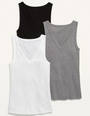 Slim-Fit First Layer Rib-Knit Tank Top 3-Pack for Women gray