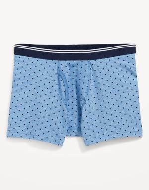 Soft-Washed Built-In Flex Printed Boxer-Brief Underwear for Men -- 4.5-inch inseam blue