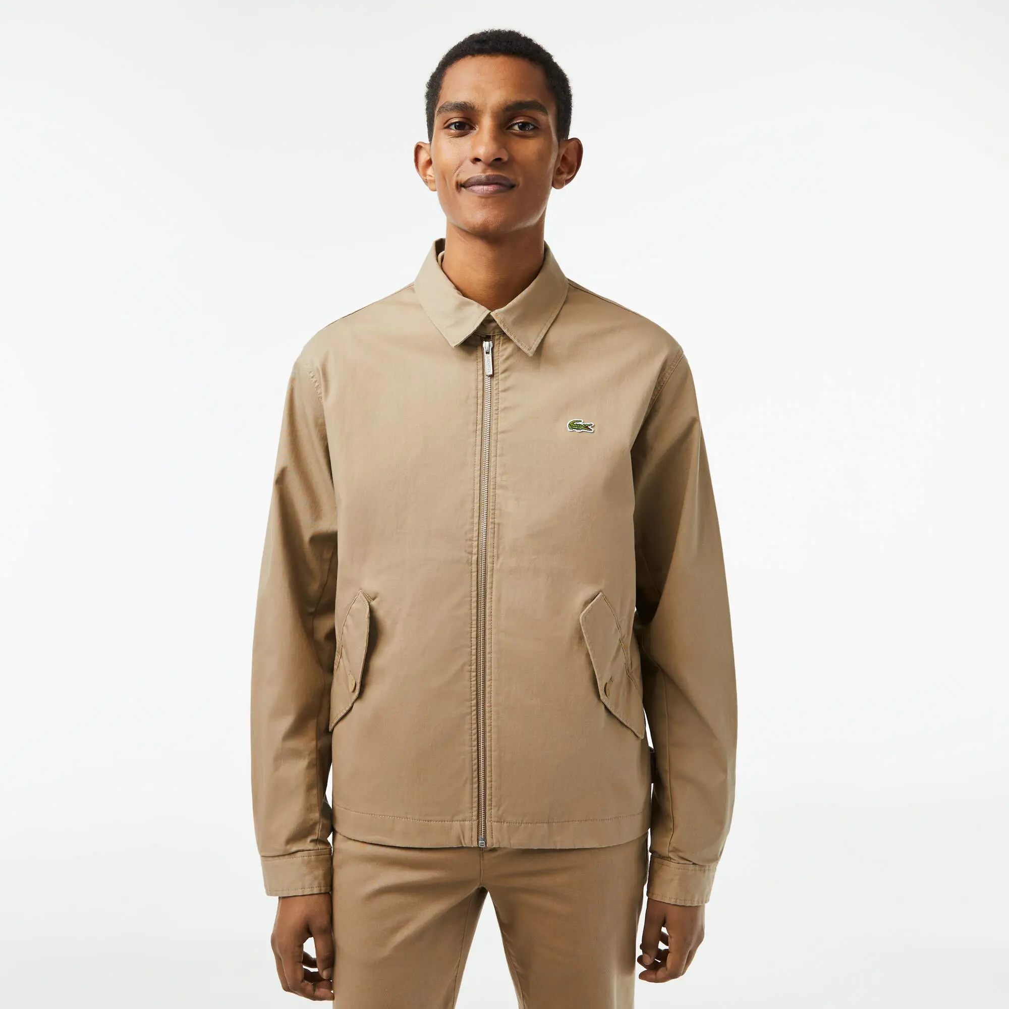 Lacoste Men's Short Zippered Organic Cotton Gabardine Jacket. 1