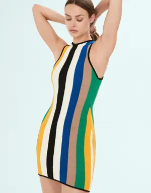 Multi-colored midi knitted dress