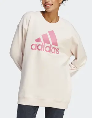 Adidas Sudadera Essentials Logo Extra Grande Tela French Terry Ajuste Holgado