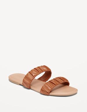Faux-Leather Ruched Sandals for Women brown