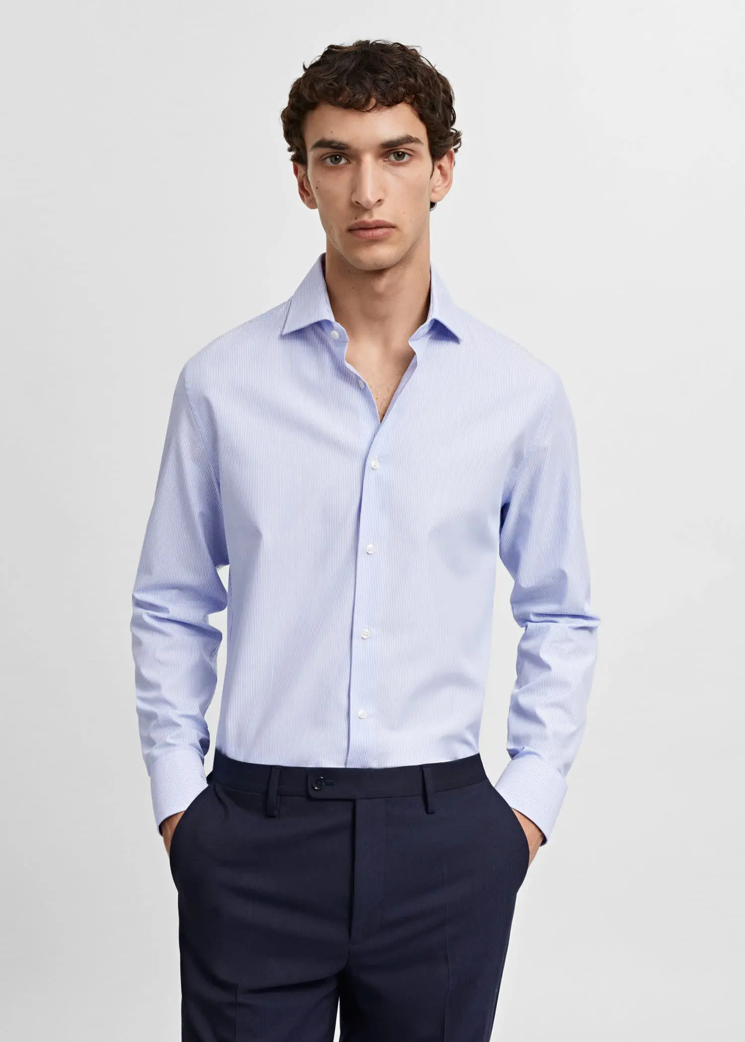 Mango Slim-fit twill pinstripe suit shirt. 2