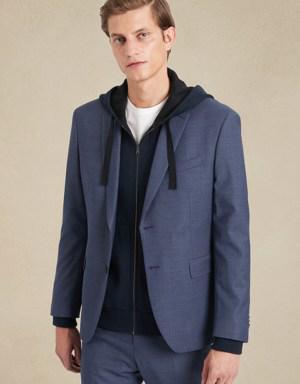 Extra-Slim Italian Wool Suit Jacket blue