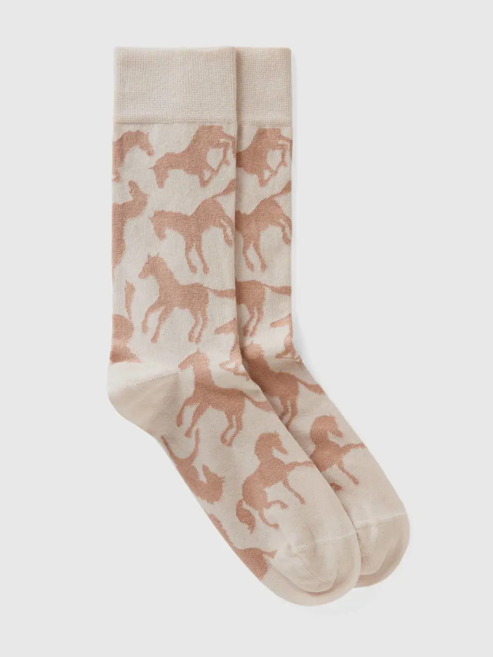 Benetton long pink socks with horses. 1