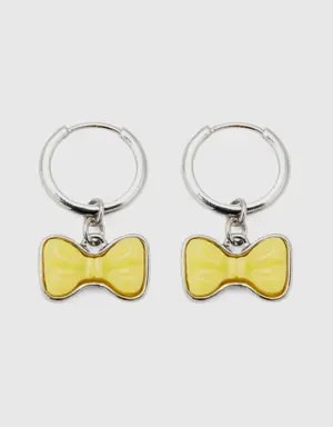hoop earrings with yellow bow