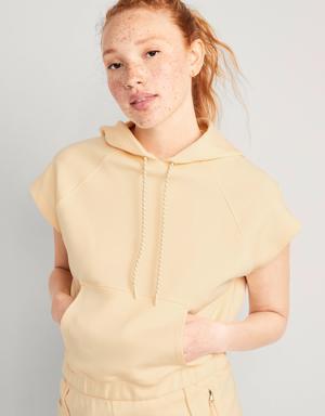 Dynamic Fleece Cropped Pullover Hoodie for Women yellow