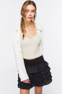 Forever 21 Forever 21 Tiered Ruffle Mini Skirt Black. 2