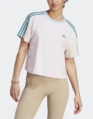 Adidas Playera Corta Essentials 3 Franjas Tejido Jersey