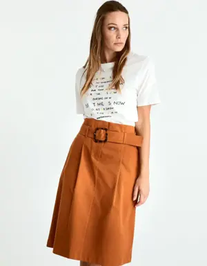 Belted Brick Skirt