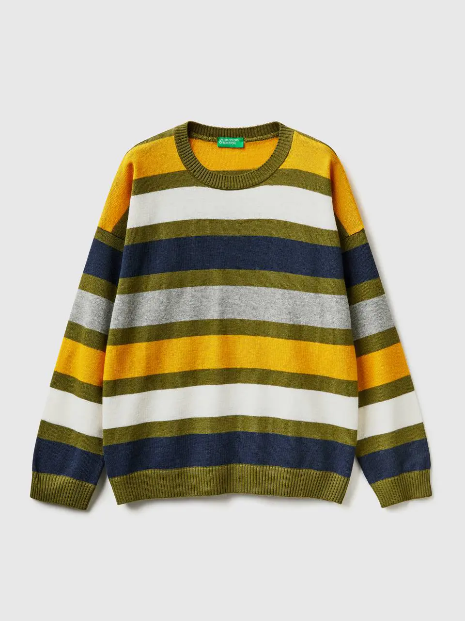 Benetton striped sweater in wool and cotton blend. 1