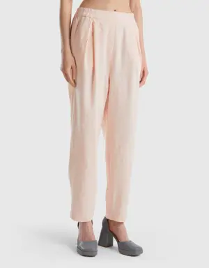 carrot fit trousers in linen blend