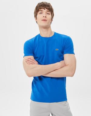 Erkek Slim Fit Bisiklet Yaka Mavi T-Shirt