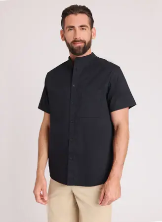 Kit And Ace Stay Cool Collarless Short Sleeve Shirt Relaxed Fit. 1