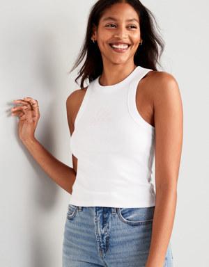 Old Navy Logo Graphic Crop Tank Top white