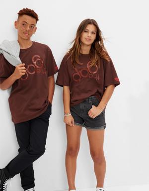 &#215 Stranger Things Teen Upside Down Gap Logo T-Shirt brown