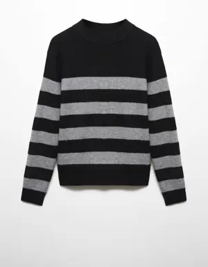 Pull-over rayures col montant