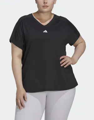 AEROREADY Train Essentials Minimal Branding V-Neck Tee (Plus Size)