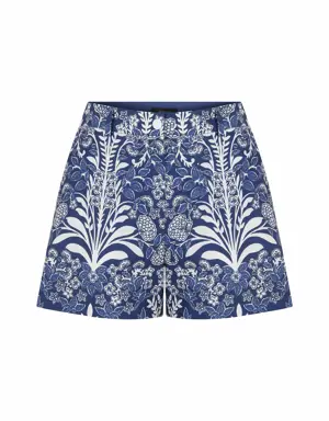 Blue White Floral Shorts - 2 / Original
