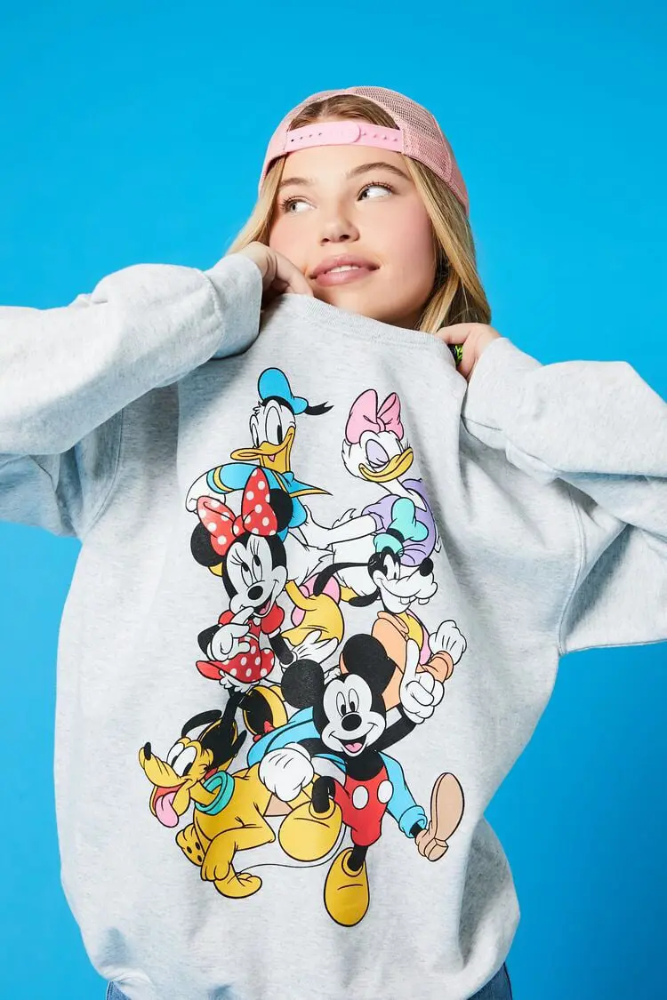 Forever 21 Forever 21 Mickey &amp; Friends Graphic Pullover Grey. 1