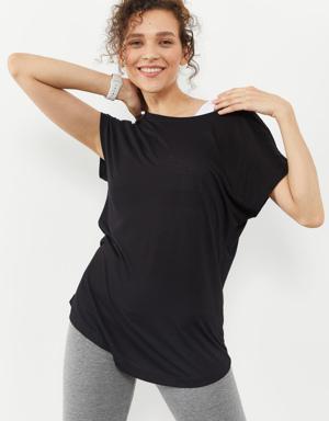 Siyah Basic Kısa Kol Rahat Form O Yaka Kadın T-Shirt - 97151